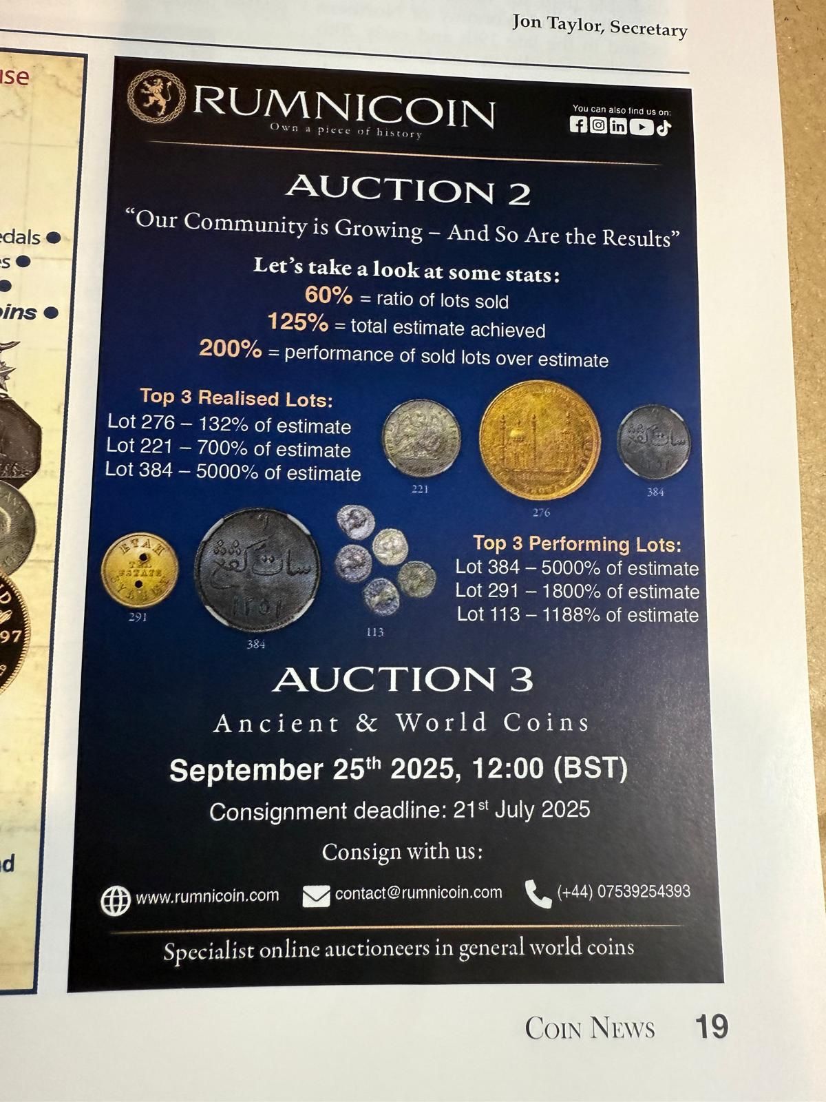 Rumnicoin Coin News Ad July 2025 We're in the July 2025 issue of Coin News!