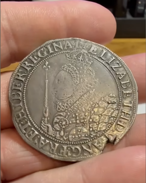 A wonderful large hammered silver crown of Elizabeth I (1601-1602)