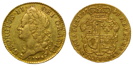 A2-Lot-276 Great Britain. George II AU Guinea, Lima. 1745.